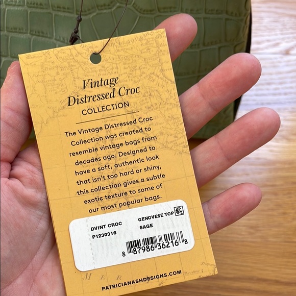 Brand New Patricia Nash Leather Green Crocodile-Embossed Women's Handbag - Picture 4 of 13